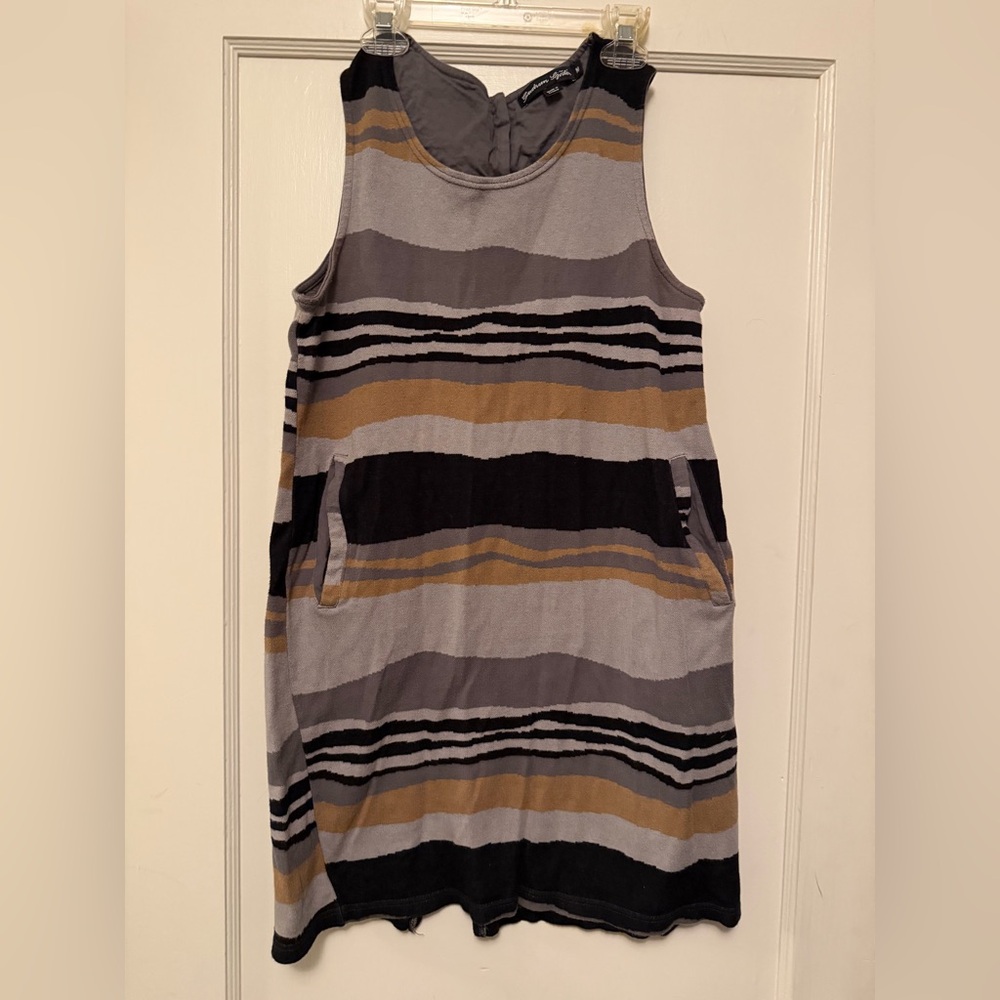 Striped Sleeveless Dress - Black, Gray, Gold
